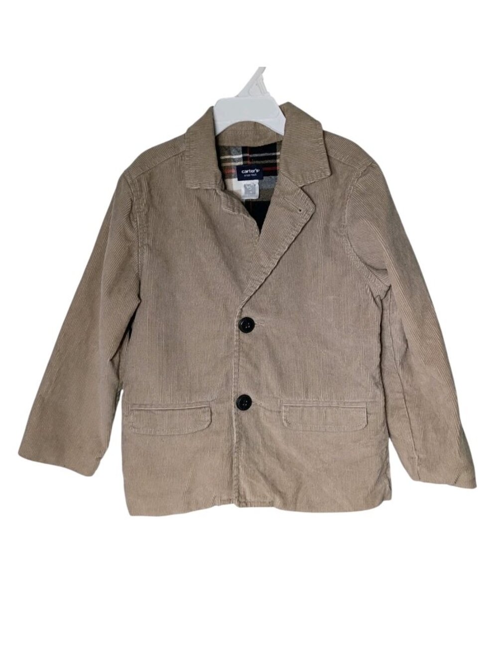 Carter's Boys Flannel Lined Corduroy Blazer Jacket 5 Cotton Vented Pockets Tan